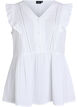 Mouwloze blouse van katoen mousseline met ruches, Wit, Packshot image number 0