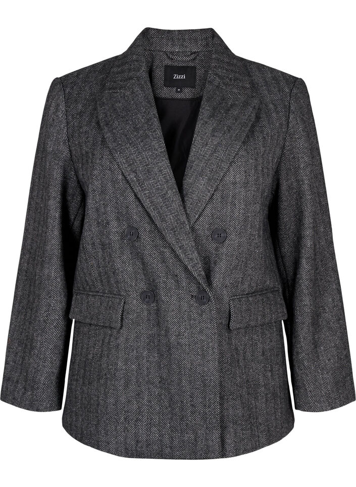 Blazer van wolmix met zakken, Dark Grey Melange, Packshot image number 0