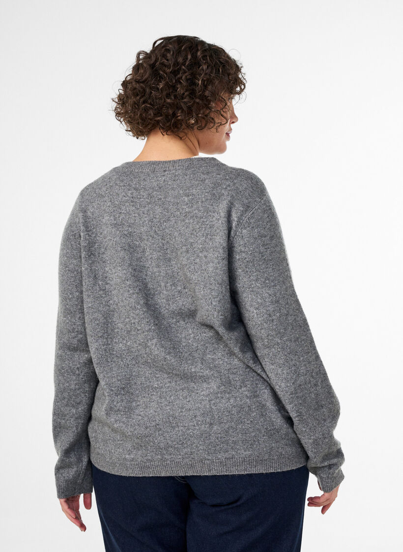 Cardigan met knopen en een ronde voorkant, Grijs, Model image number 2