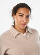 Jersey blouse met kraag en V-hals, Beige, Model image number 3