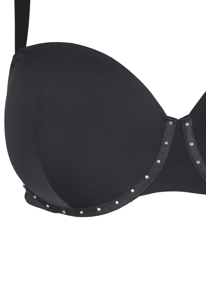 Gevormde bh met sierstenen, Black, Packshot
