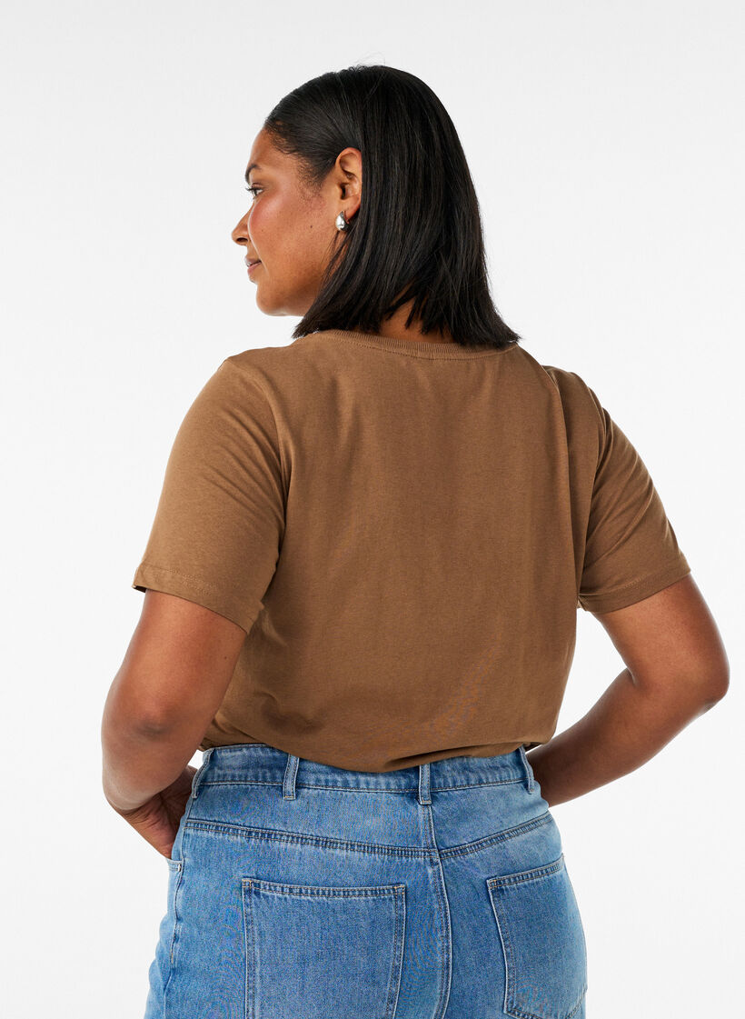 Katoenen T-shirt met print, Bruin, Model image number 2