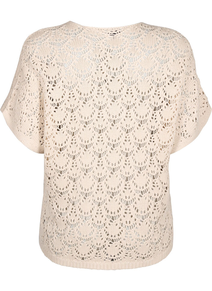 Gebreide blouse met korte vleermuismouwen, Sandshell Gebreide blouse met korte vleermuismouwen, Sandshell, Packshot