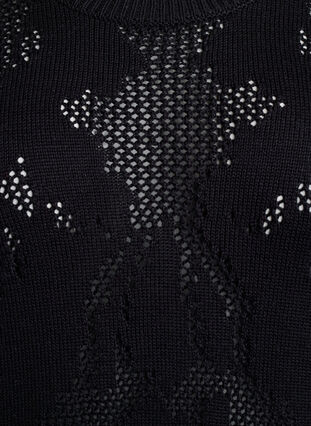 ZizziGebreide jurk met opengewerkt patroon en 3/4 mouwen, Black, Packshot image number 2