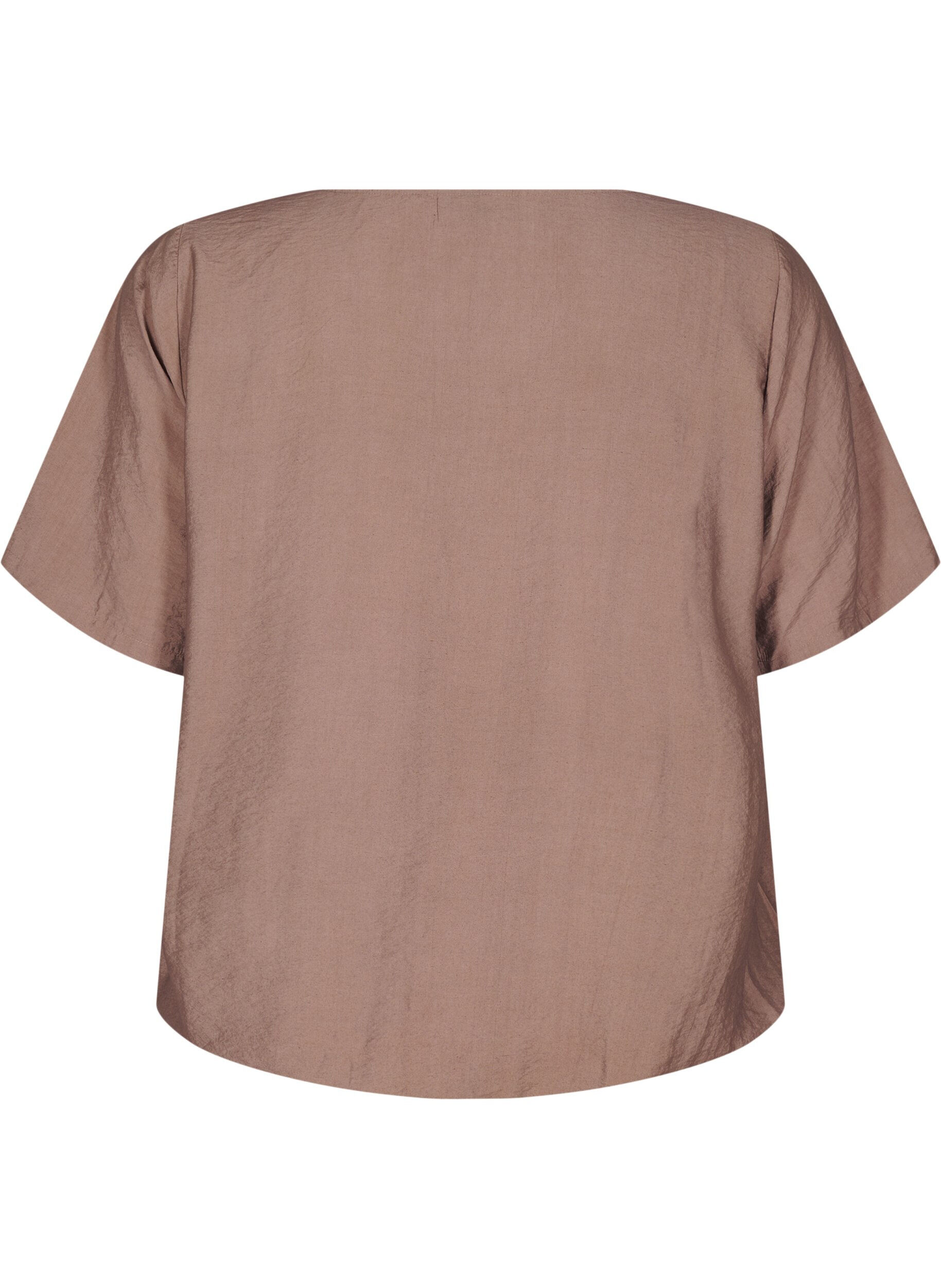 ZizziBlouse met korte mouwen en elastische zoom, Bruin, Packshot image number 1