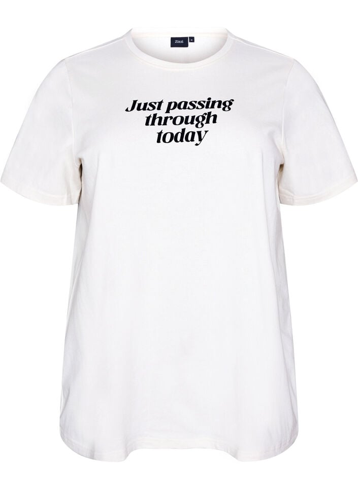 Katoenen T-shirt met tekstprint, Wit, Packshot image number 0
