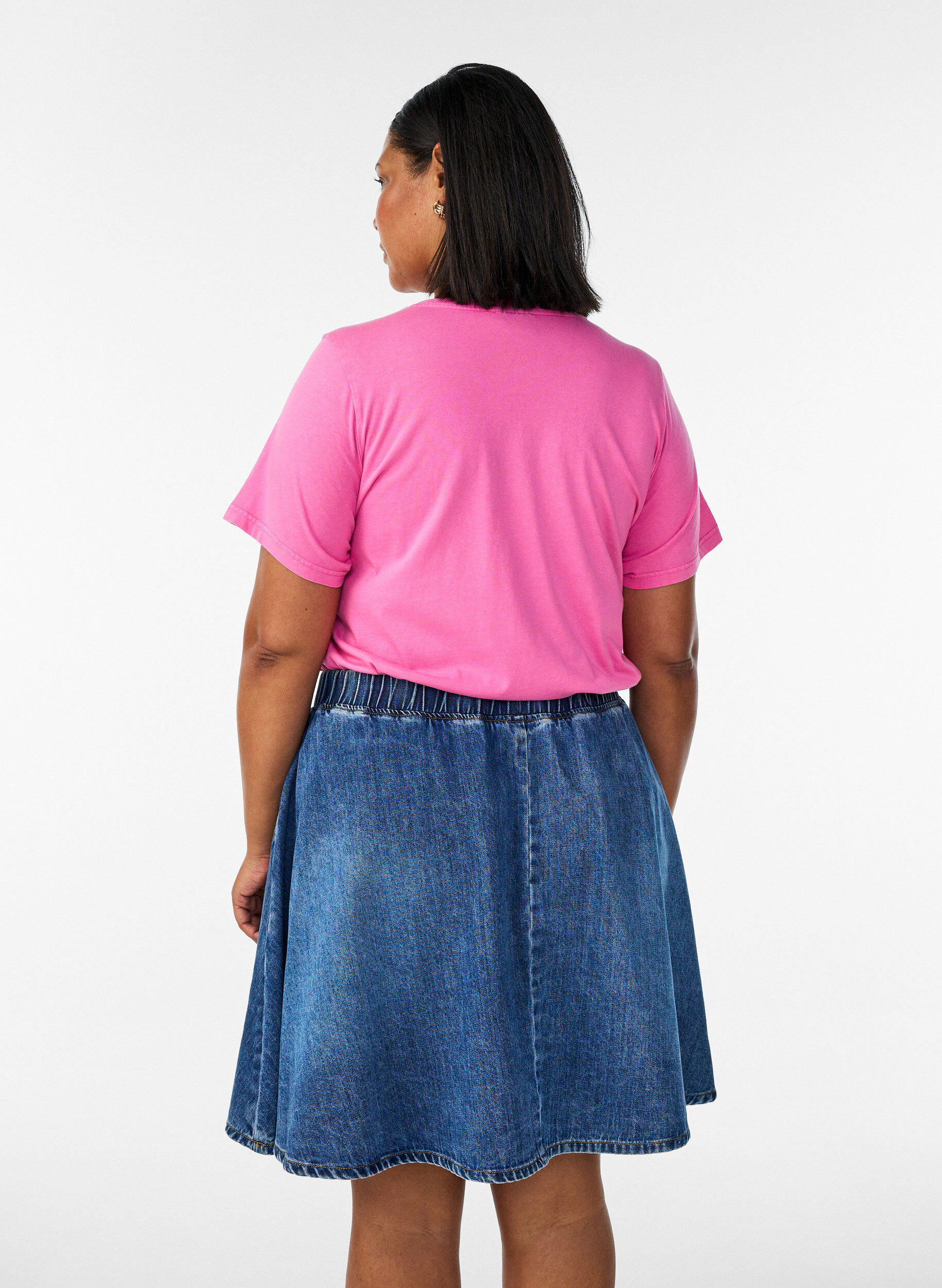 ZizziKorte denim skaterrok, Blauw, Model image number 2