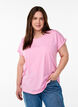 T-shirt met korte mouwen in een katoenmix, Roze, Model image number 0