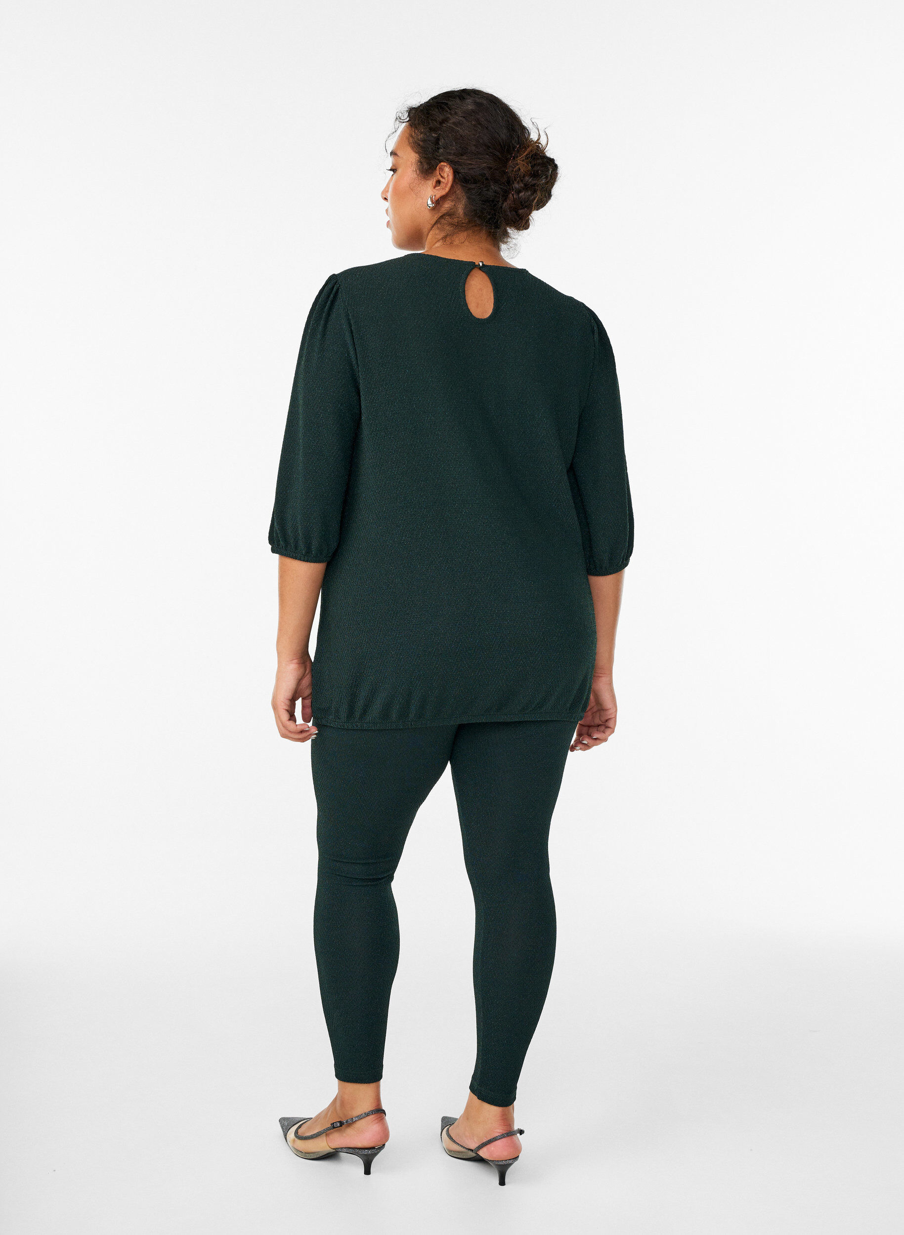 ZizziGlitterpatroon leggings, Groen, Model image number 2