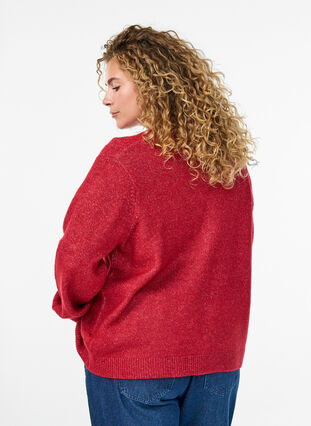 ZizziGebreide cardigan met parelknopen, Karanda Red Melange, Model image number 1