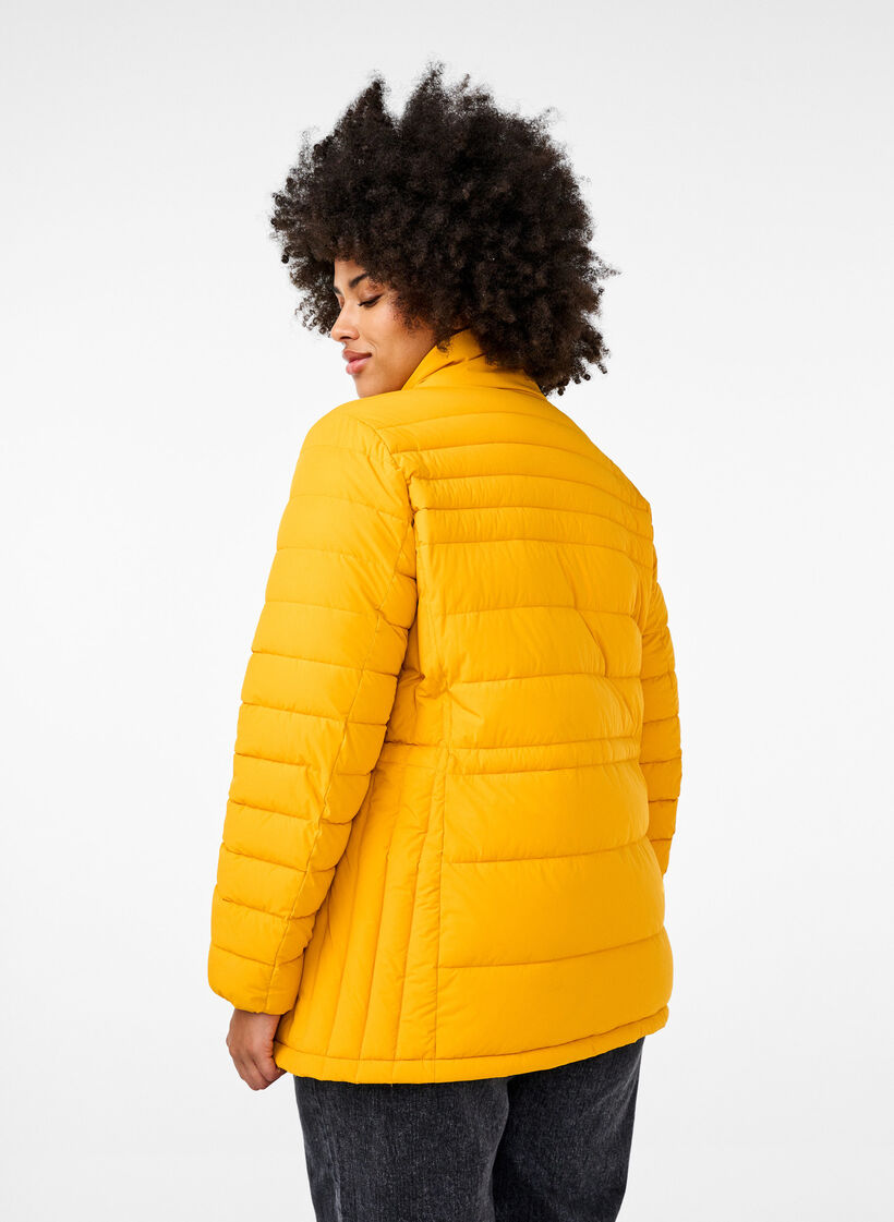 Korte puffer jas met zakken, Geel, Model image number 2