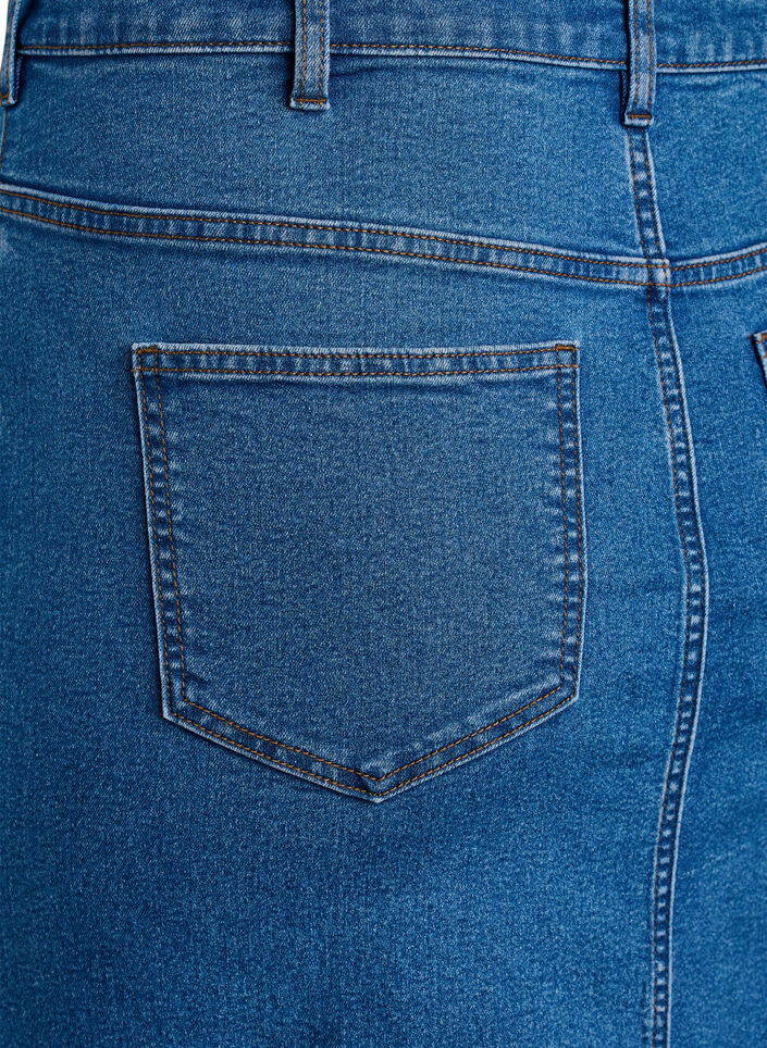 Halflange denimrok met een voorsplit, Blauw, Packshot image number 4