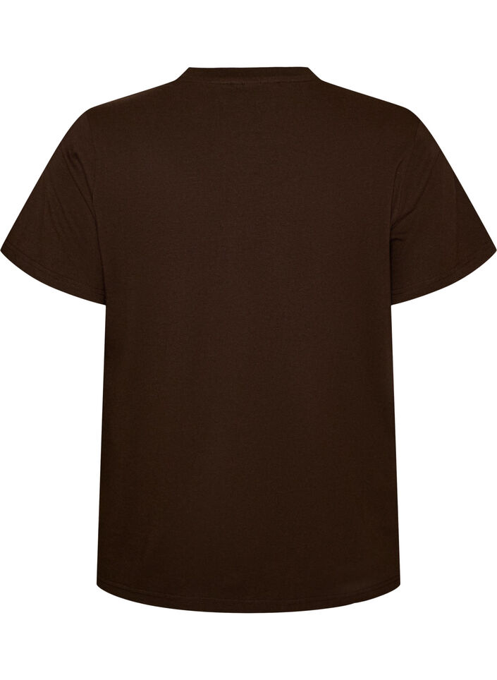 Organisch katoenen T-shirt met print aan de voorkant, Bruin, Packshot image number 1