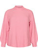 Geribde trui met pofmouwen en knopen, Roze, Packshot image number 0