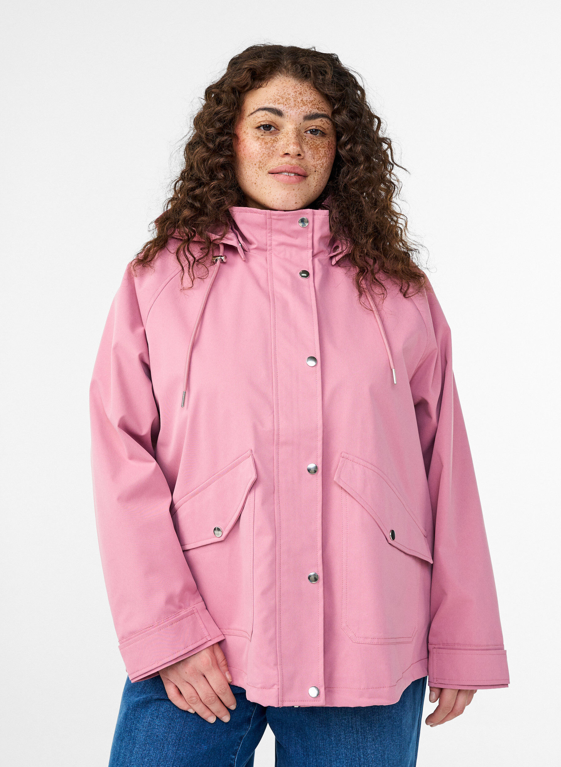 Korte lentejas met afneembare capuchon, Roze, Model