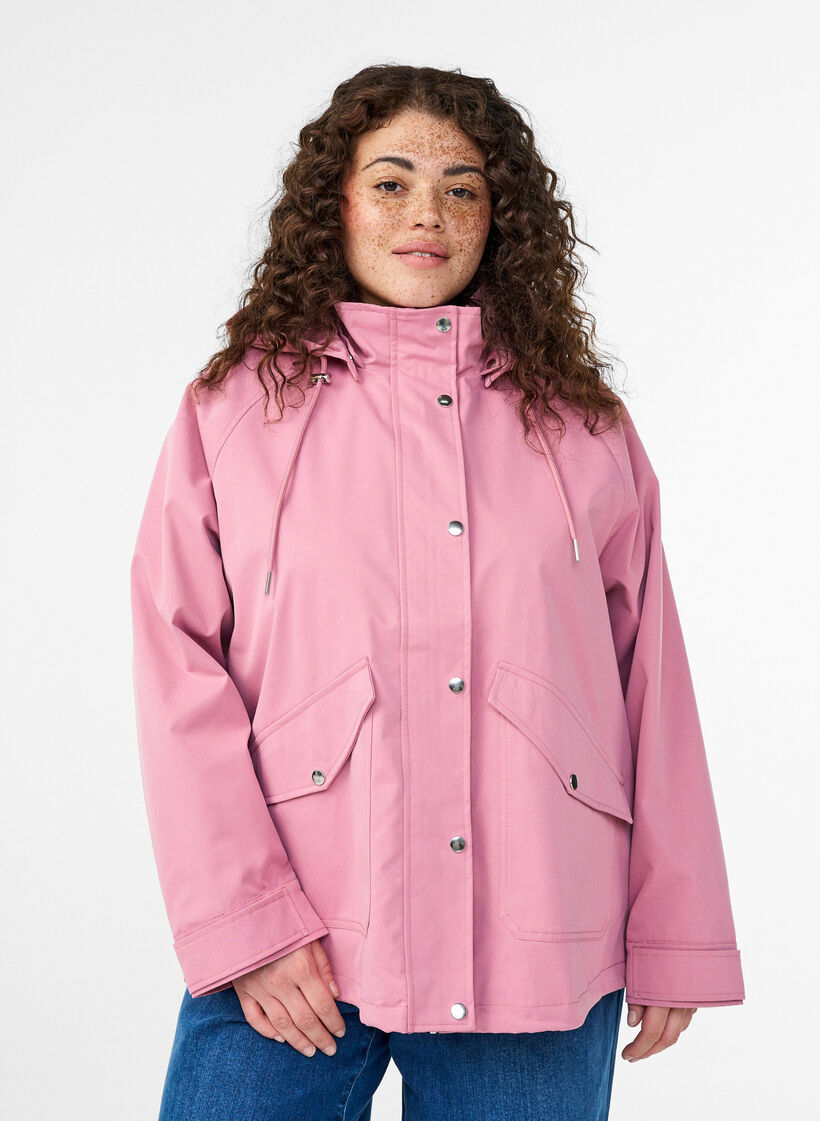 Korte lentejas met afneembare capuchon, Roze, Model image number 0