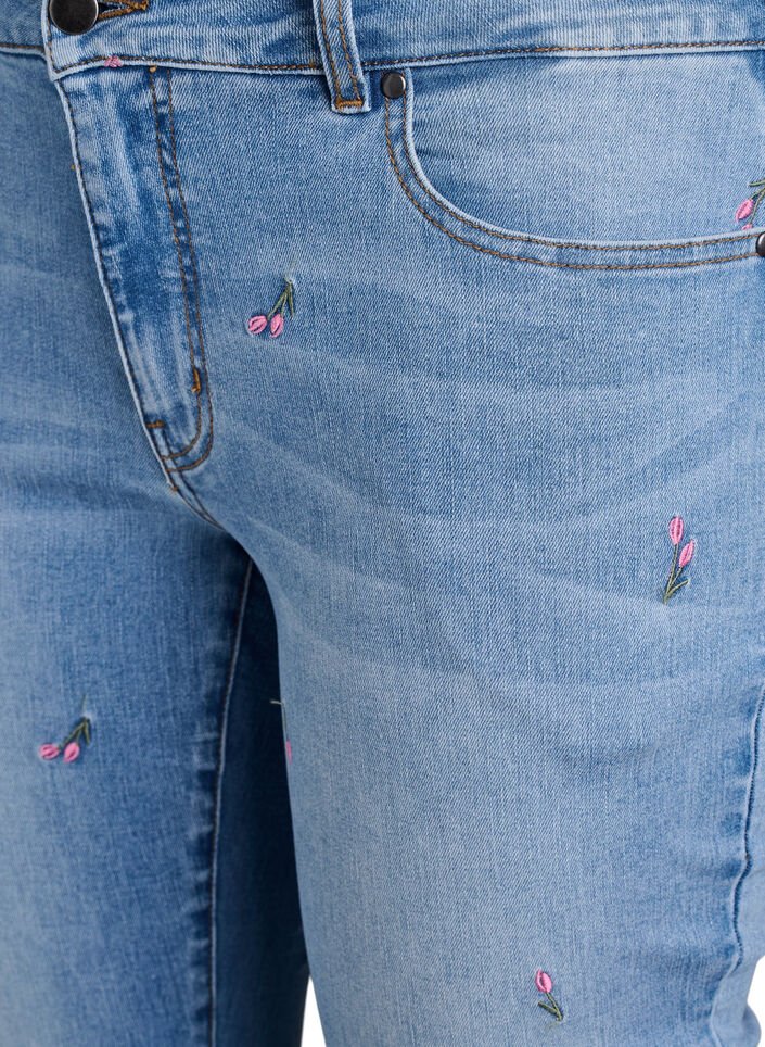 Bootcut jeans met geborduurde bloemen, Blauw, Packshot image number 2
