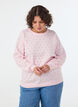 Gebreide blouse met kleine stippen, Roze, Model image number 0