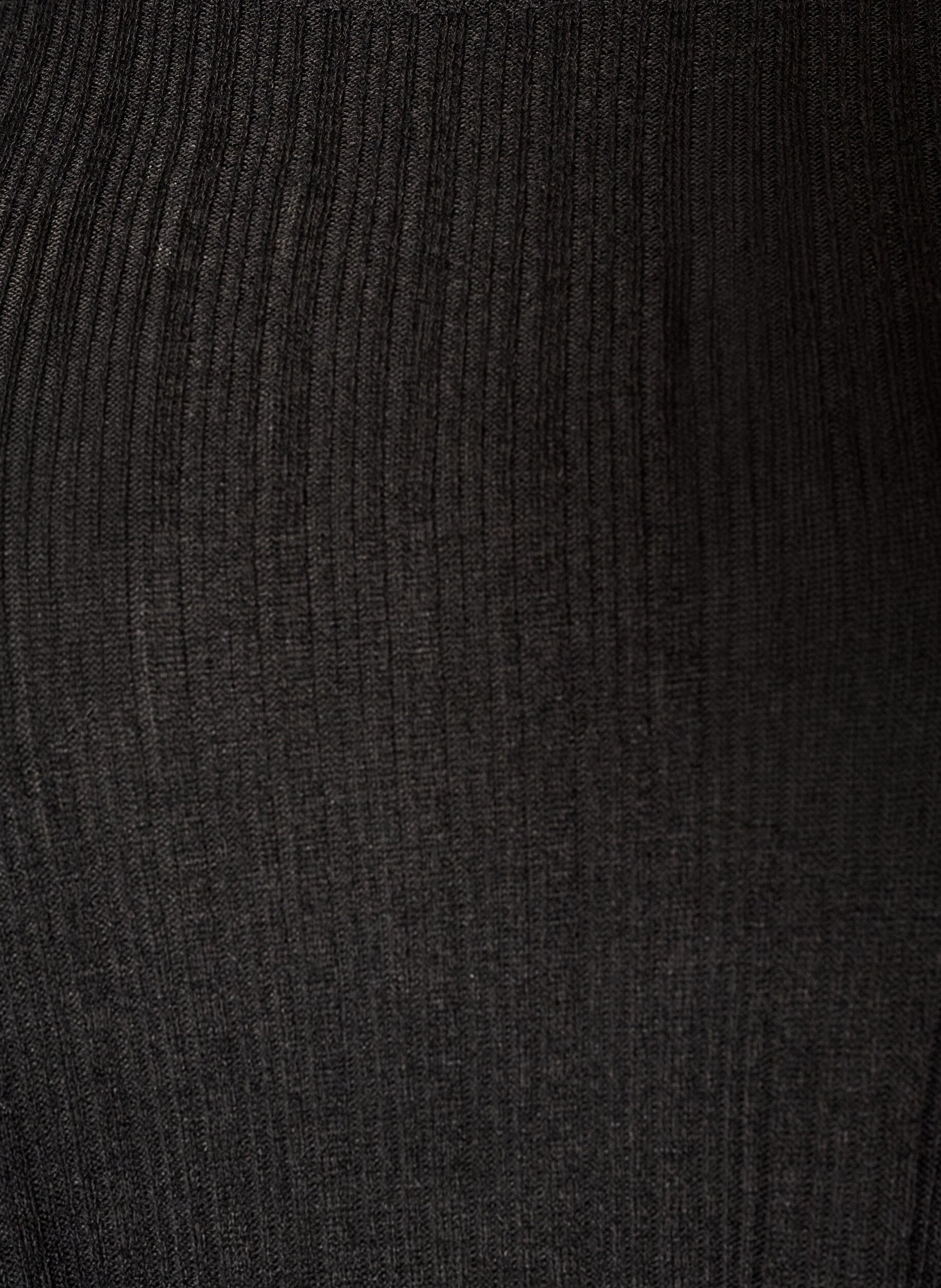 ZizziJersey blouse met geribde structuur en lange mouwen, Zwart, Packshot image number 2