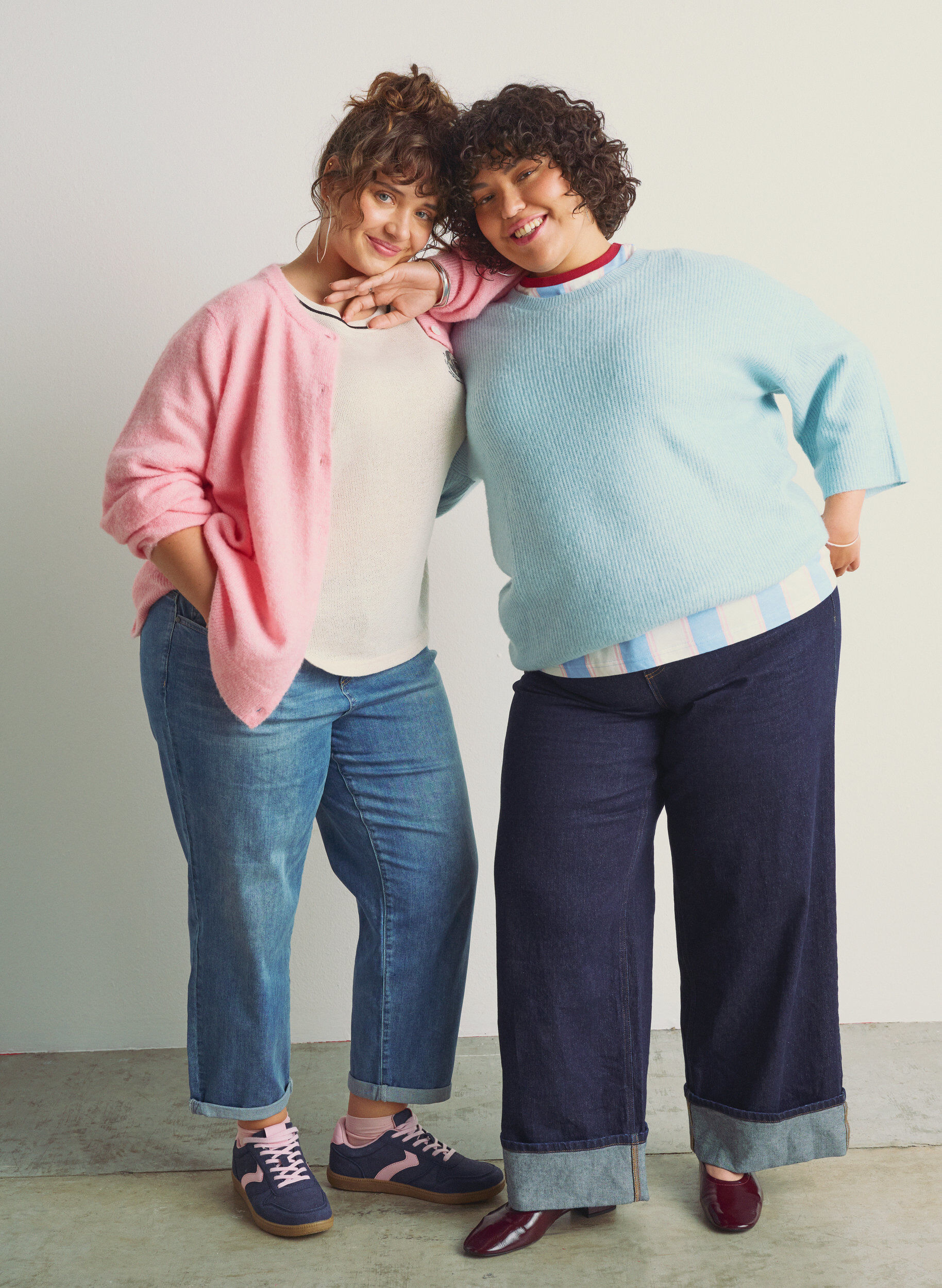 ZizziLosse gebreide trui met 3/4-mouwen, Blauw, Image image number 0