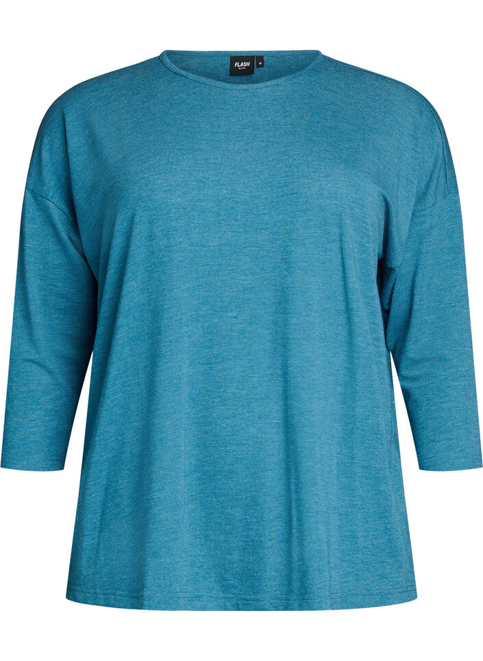 Jersey blouse met 3/4 mouwen, Blauw, Packshot image number 0