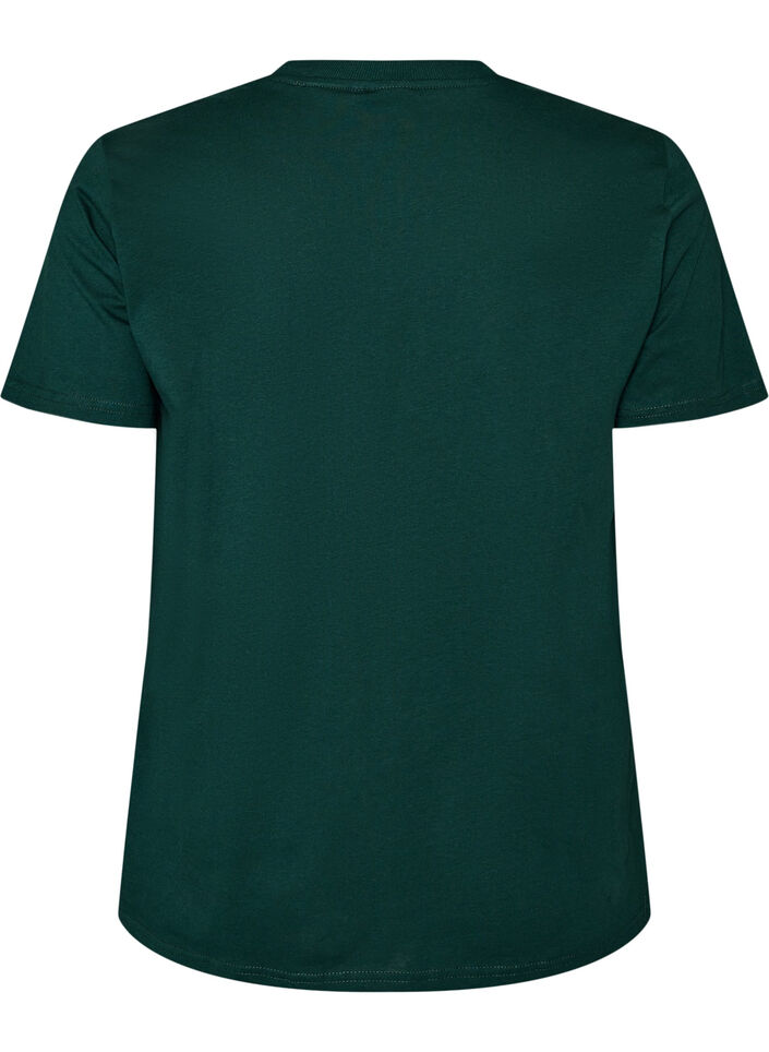 Basic katoenen T-shirt met ronde hals, Groen, Packshot image number 1