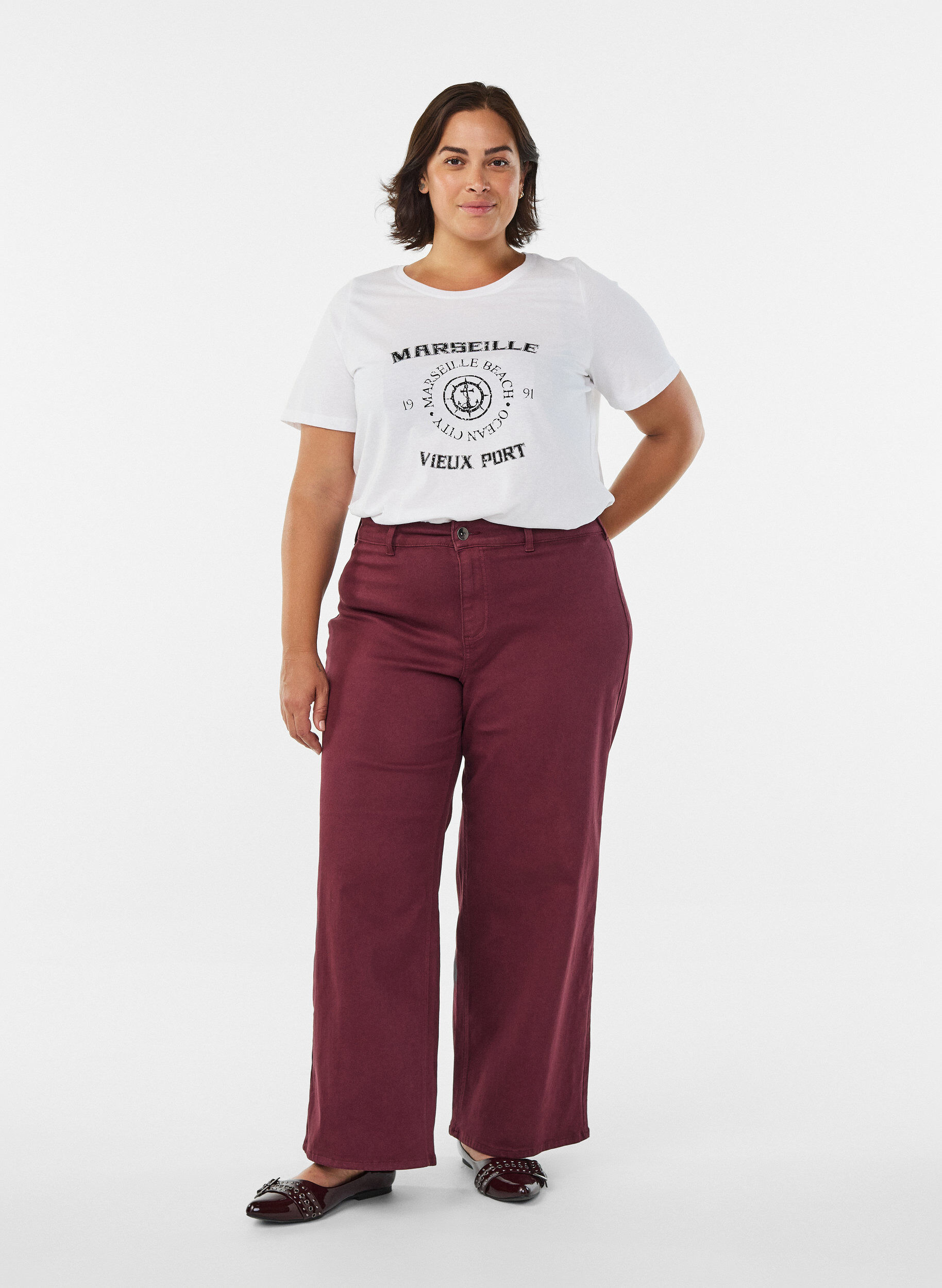 Zizzi T-shirt imprim&eacute;, Blanc, Model image number 1