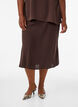 Viscose rok met een elastische taille, Bruin, Model image number 0
