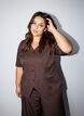 Blouse met krijtstreep, strasssteentjes en knopen, Bruin, Model image number 0