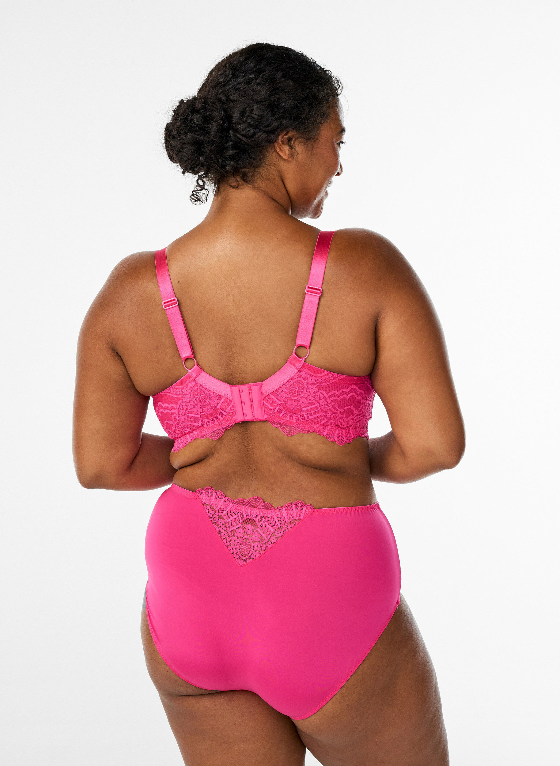 ZizziMicrovezel slip met kantdetails, Roze, Model image number 1