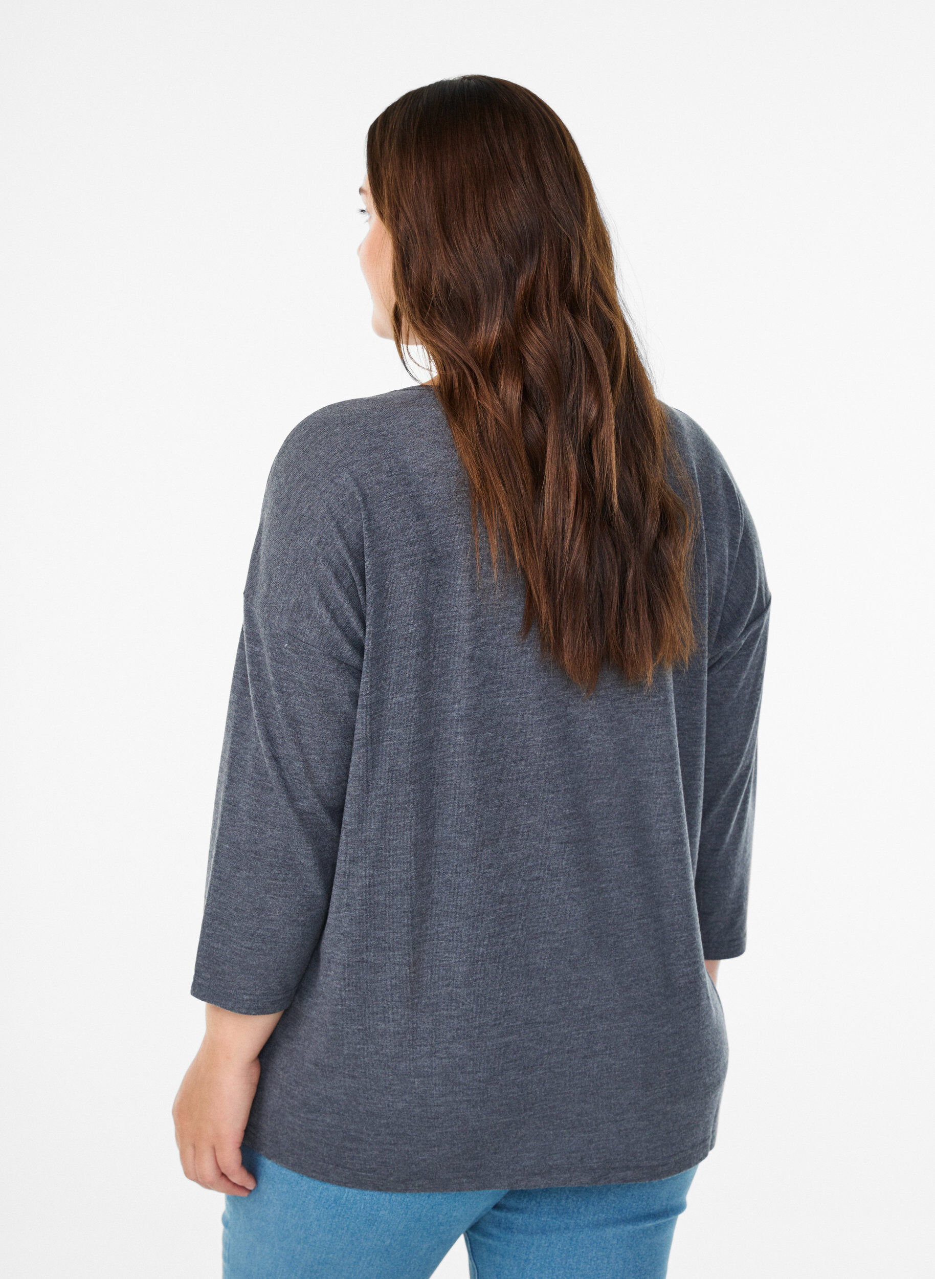 ZizziJersey blouse met 3/4 mouwen, Grijs, Model image number 2