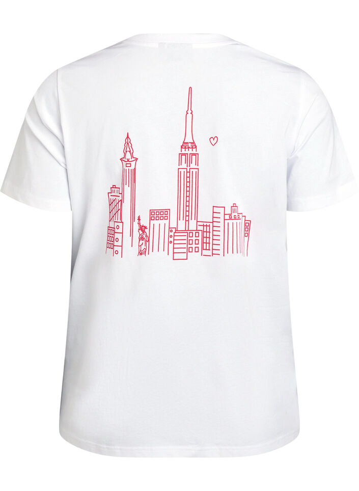 T-shirt met tekstprint en ronde hals, Wit, Packshot image number 1