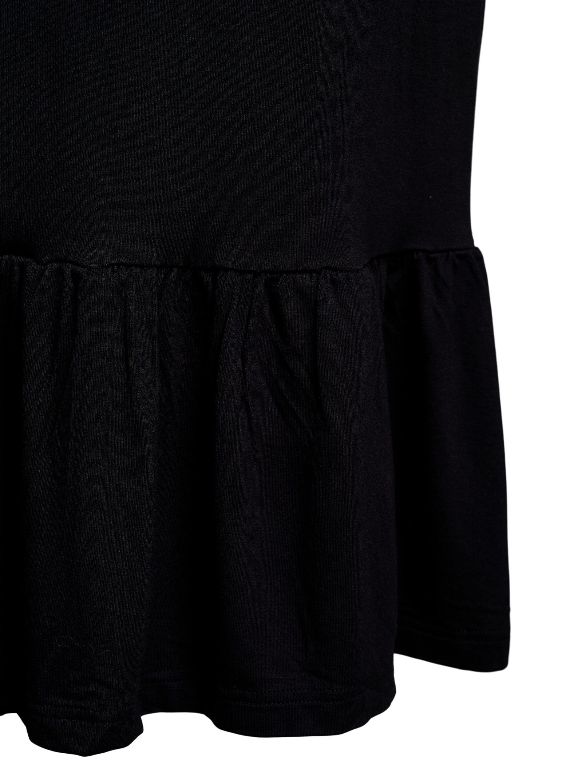 ZizziStrandjurk in viscose met gevlochten bandjes, Zwart, Packshot image number 3