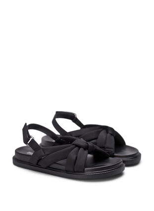ZizziSandaal met brede pasvorm en knoopdetail, Black, Packshot image number 1