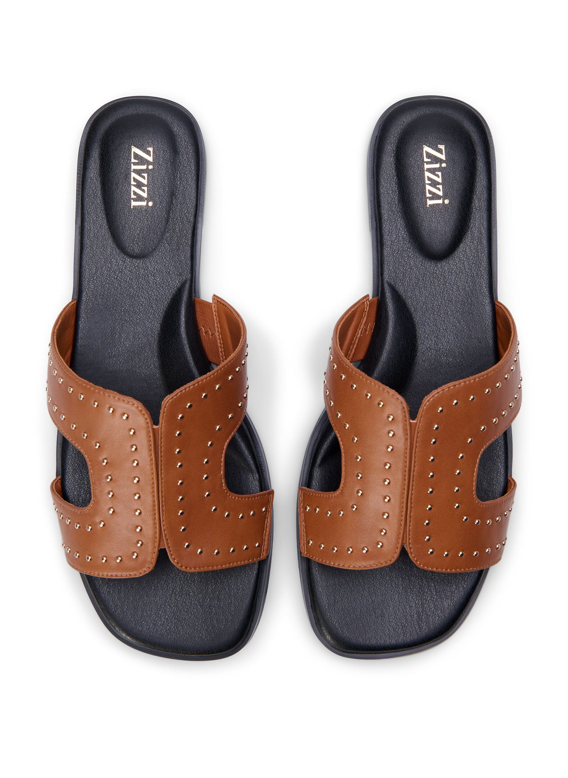 ZizziPlatte sandalen met studs, Bruin, Packshot image number 2