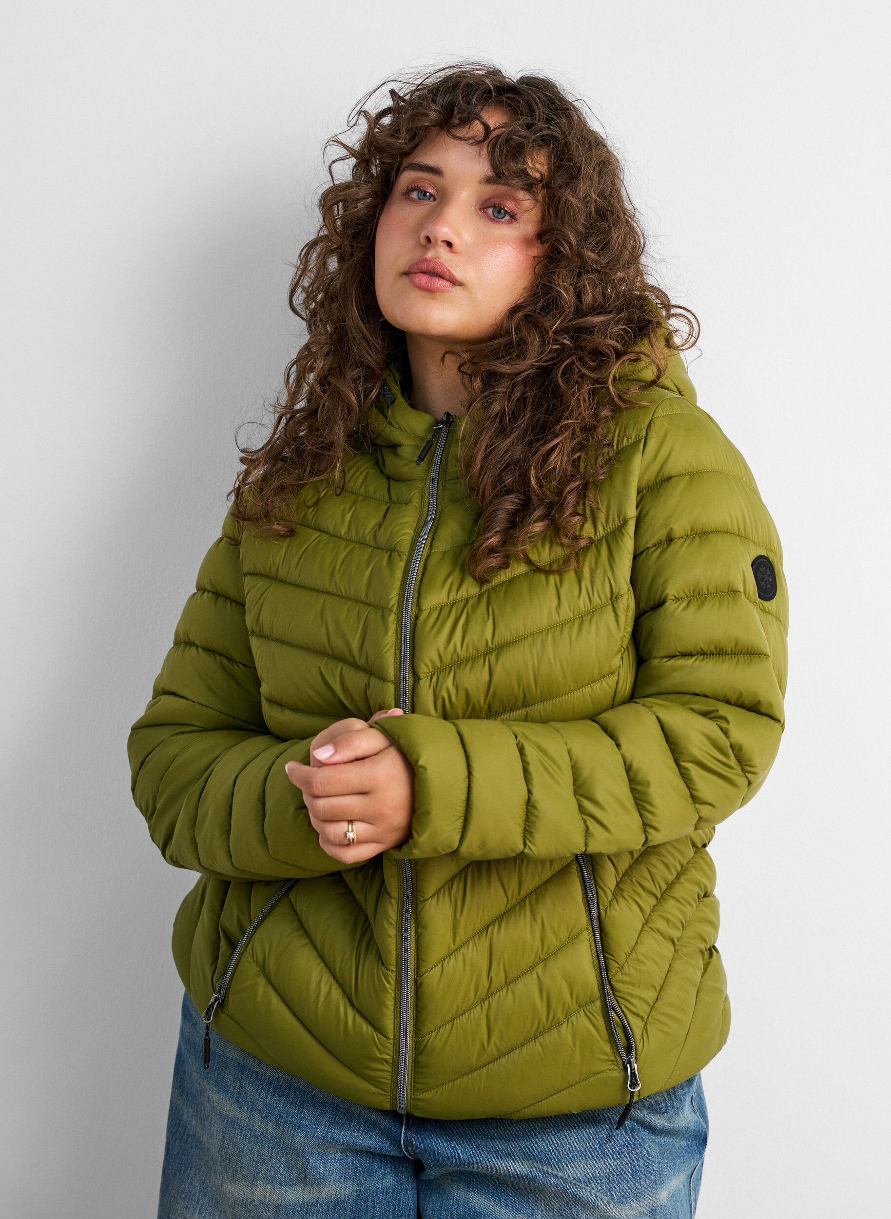 Lichtgewicht jas met capuchon, Groen, Model