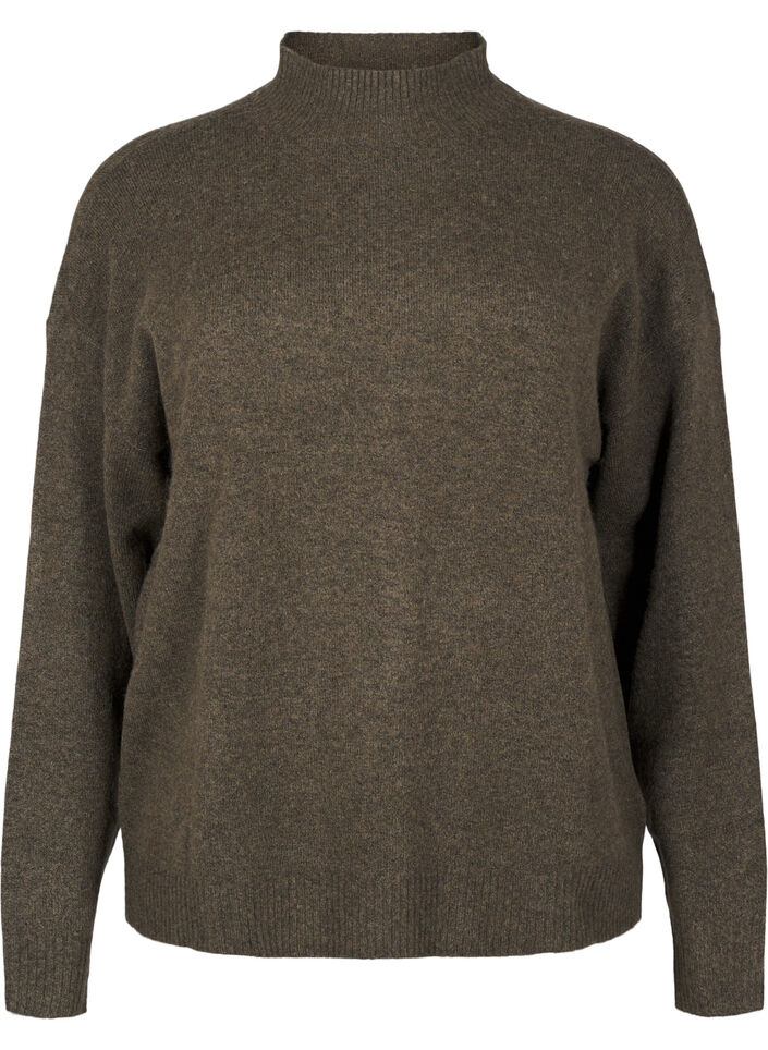 Gebreide wollen blouse met hoge hals, Sea Turtle Mel., Packshot image number 0