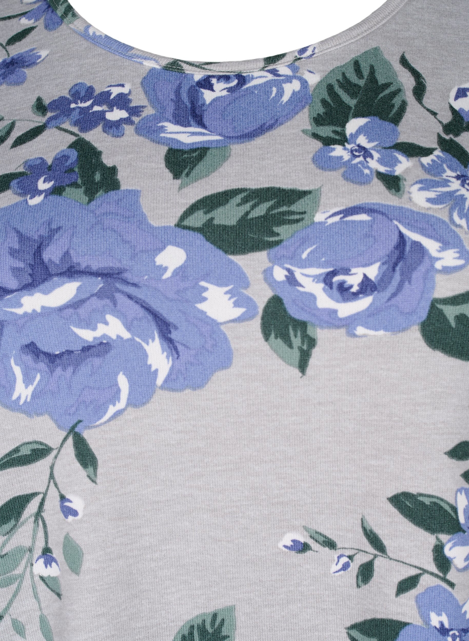 ZizziGebloemde blouse met lange mouwen, Blauw, Packshot image number 2