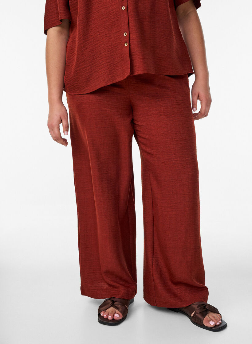 Losse broek met elastische tailleband en zakken, Rood, Model image number 2