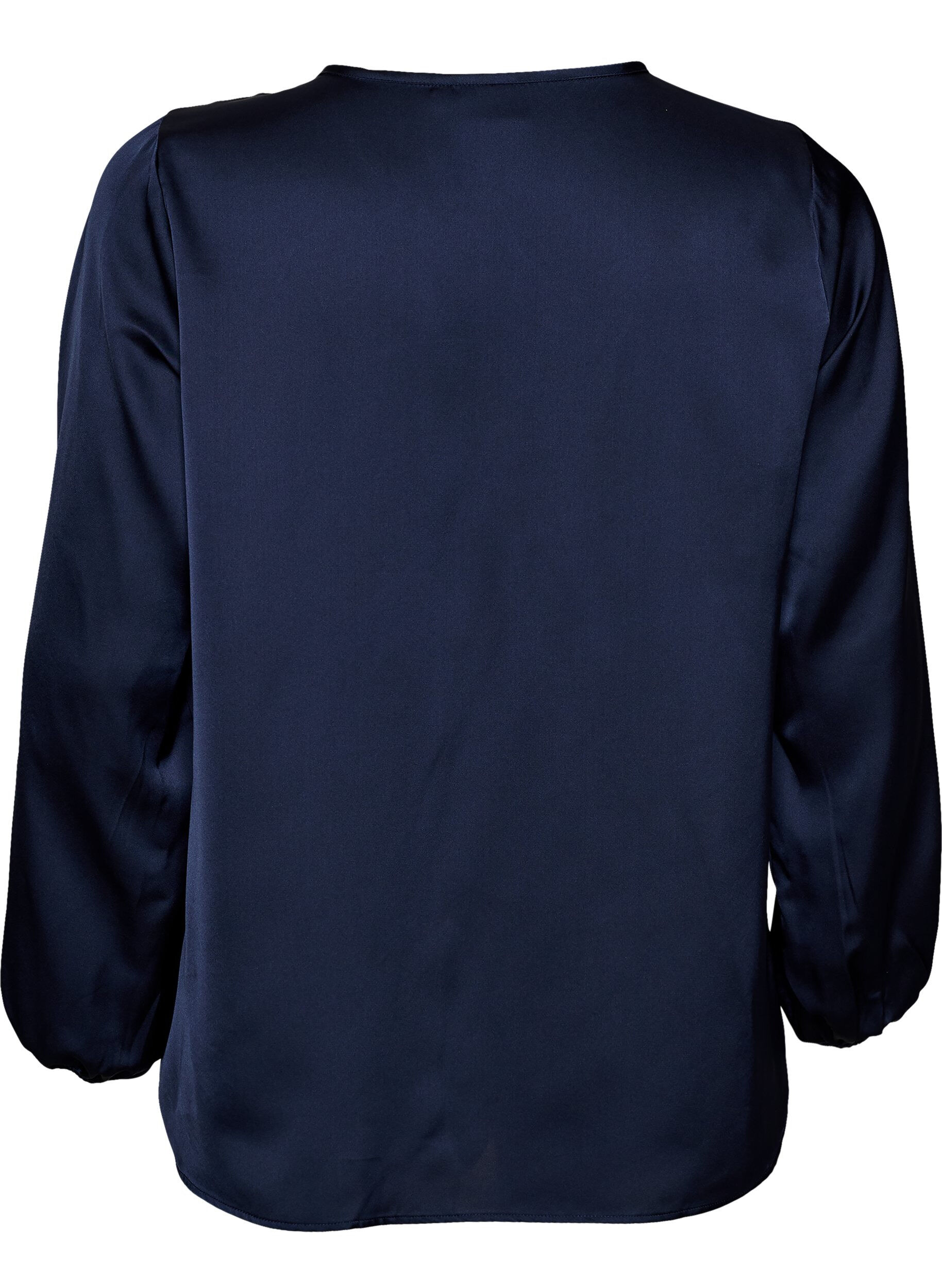 ZizziSatijnen blouse met kanten applicatie en parels, Blauw, Packshot image number 1