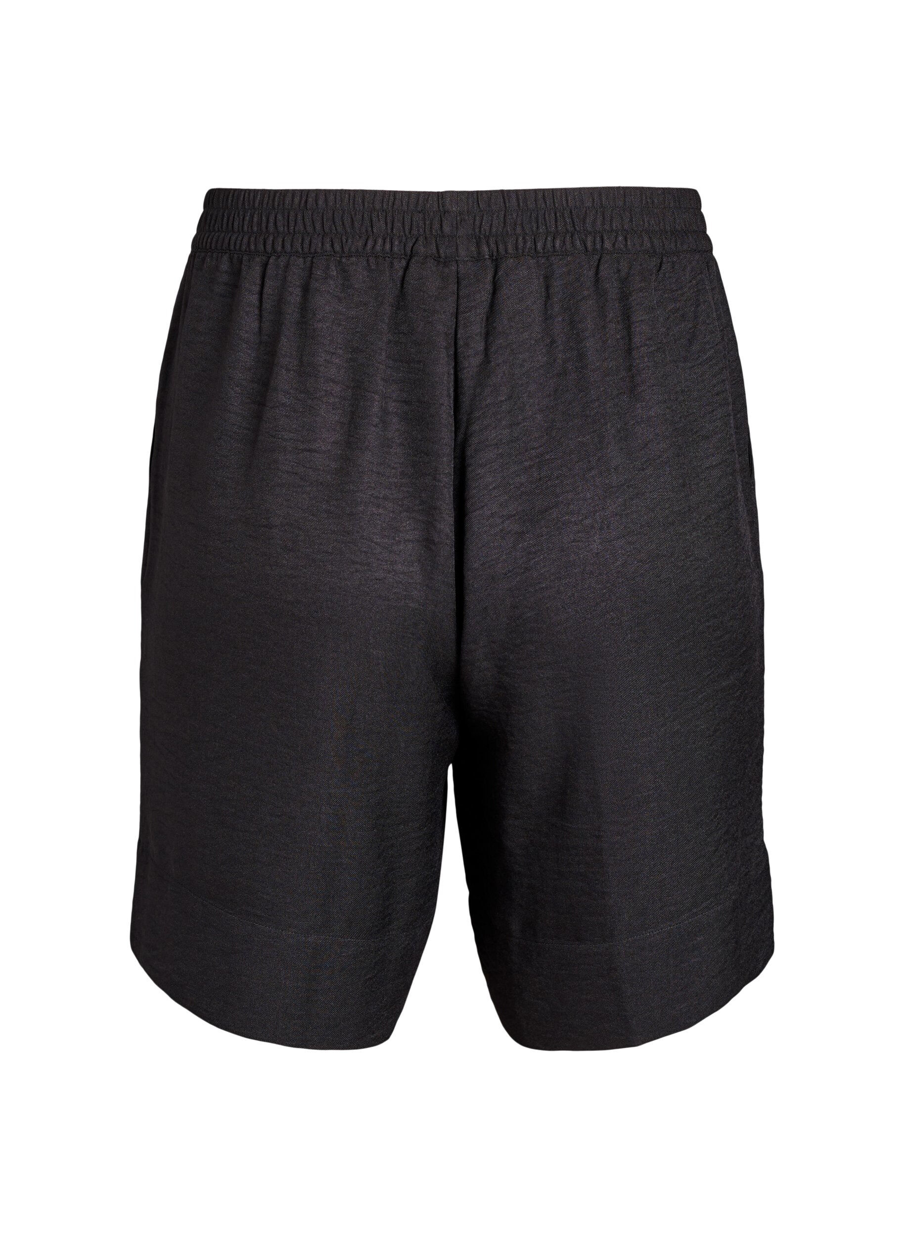 ZizziKorte broek met zakken en hoge taille, Zwart, Packshot image number 1