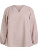 Blouse met V-hals en kleine ruitjes, Beige, Packshot image number 0