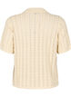 Gebreid poloshirt met oogjespatroon, Beige, Packshot image number 1