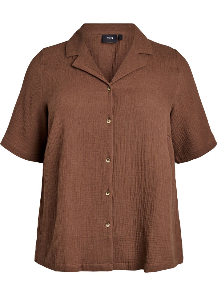 Shirt met korte mouwen van katoen mousseline, Rain Drum, Packshot