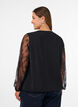 Blouse met kanten mouwen en ballonvorm, Zwart, Model image number 2