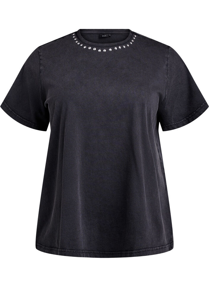 Organisch katoenen T-shirt met studs, Grey Wash Studs, Packshot
