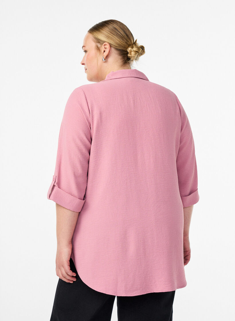 Chemise avec poches poitrine et manches 3/4, Rose, Model image number 2