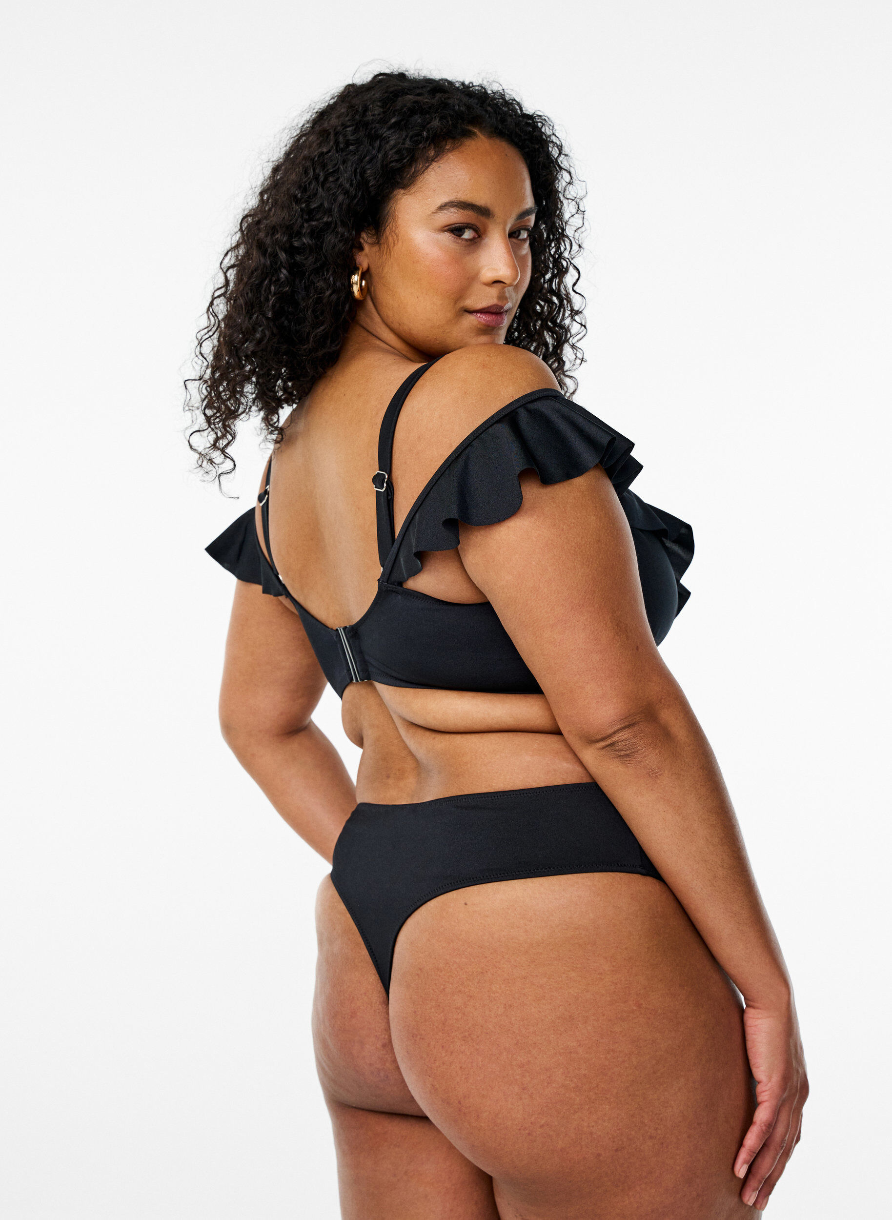 ZizziBikini string met normale taille, Zwart, Model image number 1
