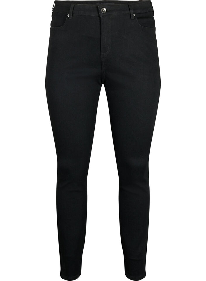 Amy jeans met een hoge taille en super slanke pasvorm, Zwart, Packshot image number 0
