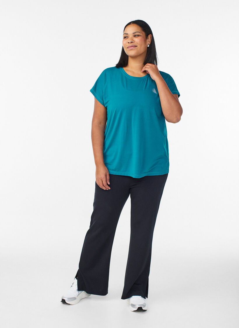 Effen gekleurd trainingsshirt, Groen, Model image number 1